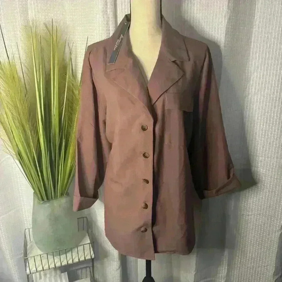 NWT Olivia & Martin Womens 3X Rust Color Lightweight 3/4 Sleeve Blazer style top - Picture 1 of 12